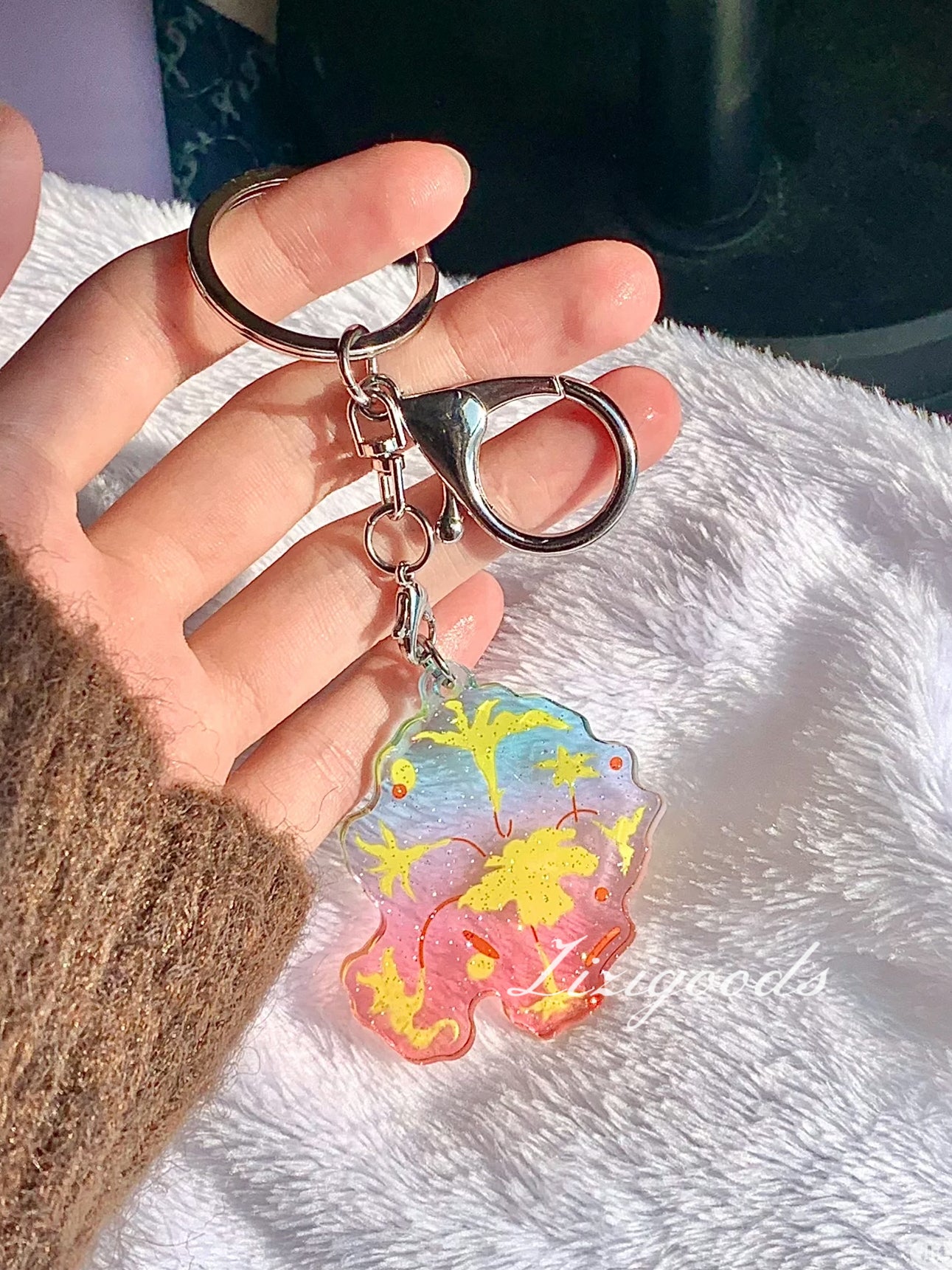 【Zizigoods Original 】Tabebuia chrysantha Gradient Fine Flash Keychain