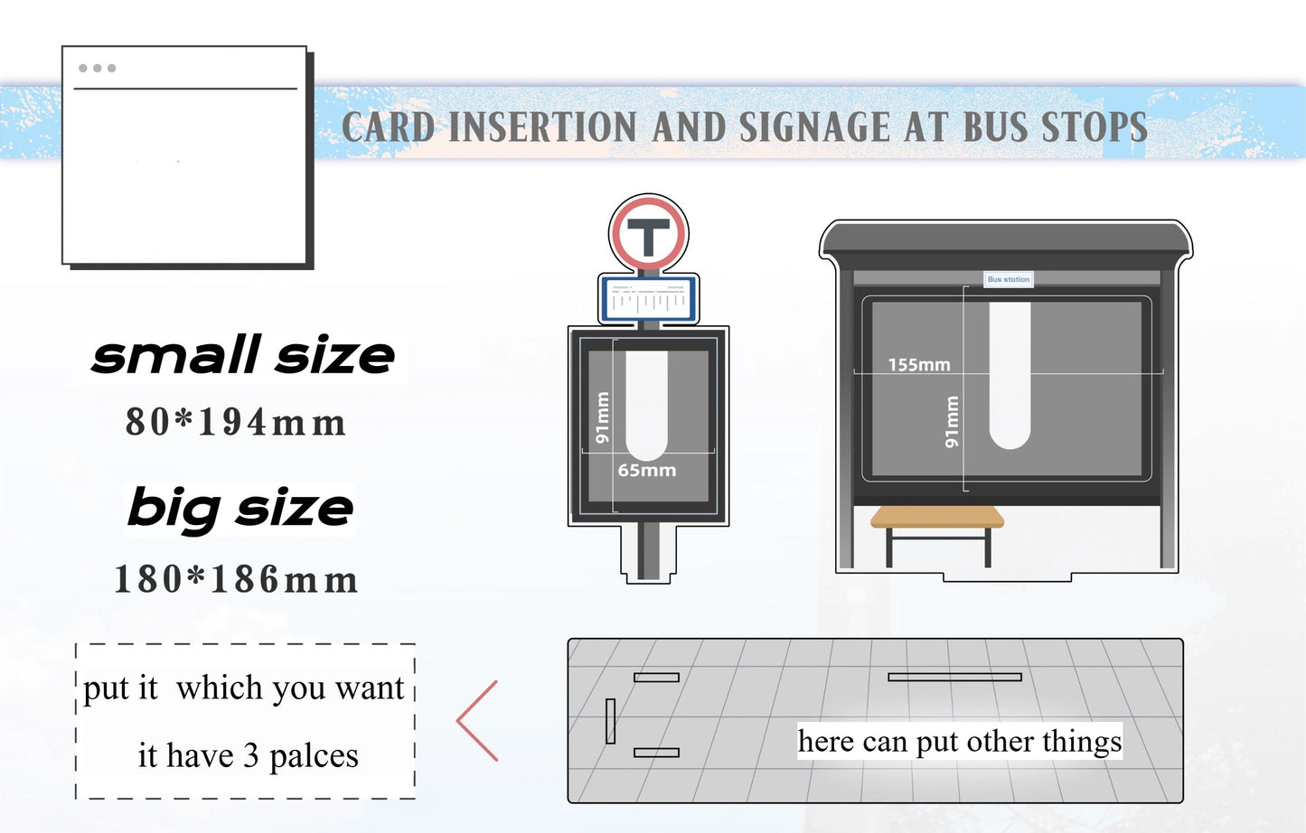 Bus Stop 5 inches & 6 inches postcard  ornaments Station acrylic stand