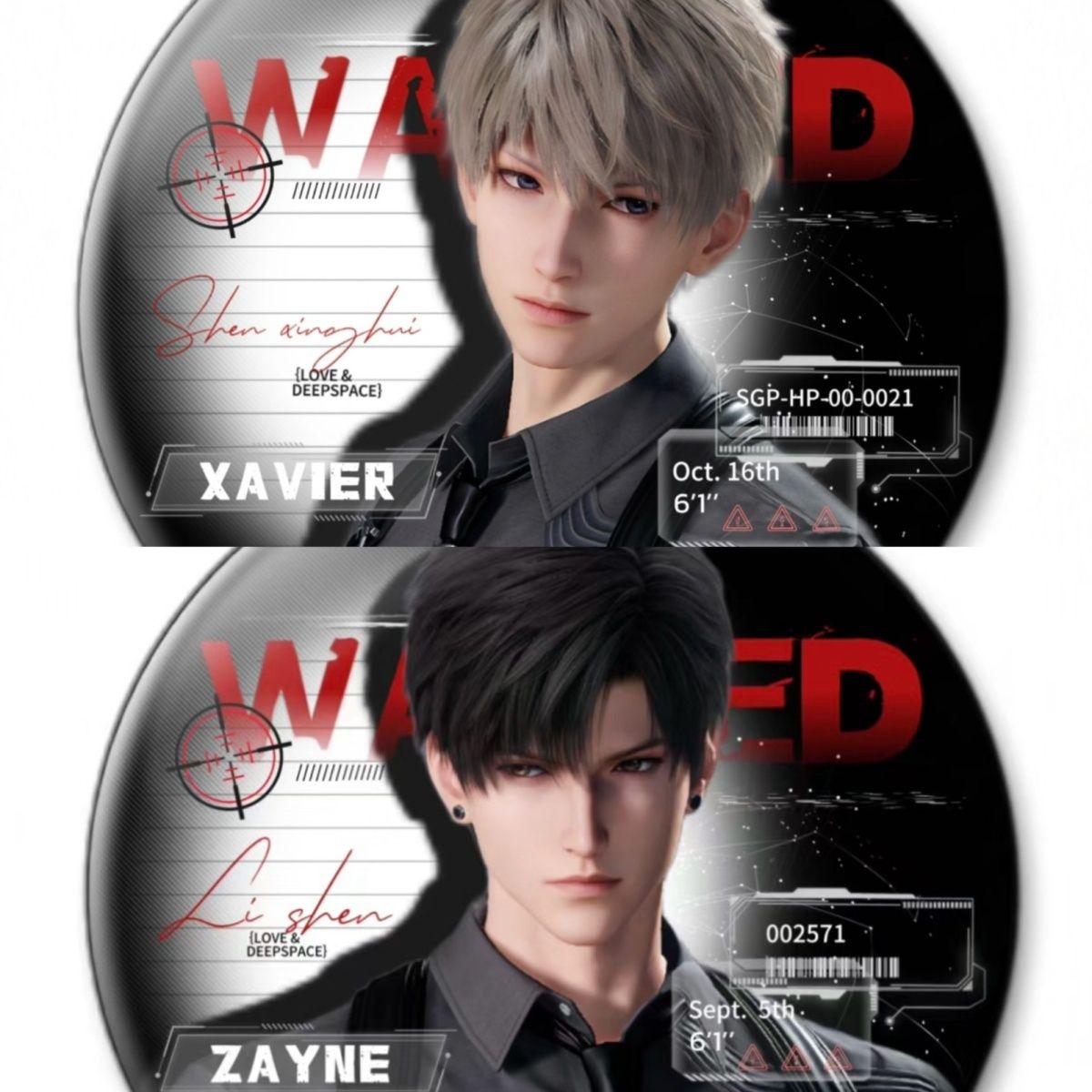 Love and deepspace Wanter series Badge 58mm
